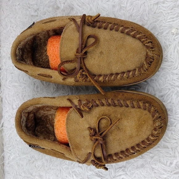 Cabela's Brown Suede Leather Upper Round Toe Leather Lace Slip On Slipper Shoe - Picture 2 of 16